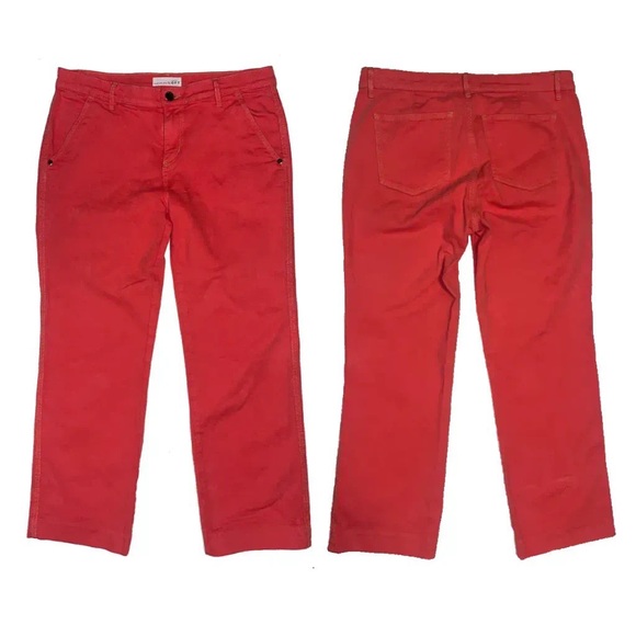 Loft by Ann Taylor Made & Loved straight cropped salmon/red colored jeans size 6 - Picture 10 of 15